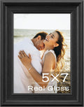 PEALSN 5x7 Picture Frame, Real Glass Front and Black Backboard, Black