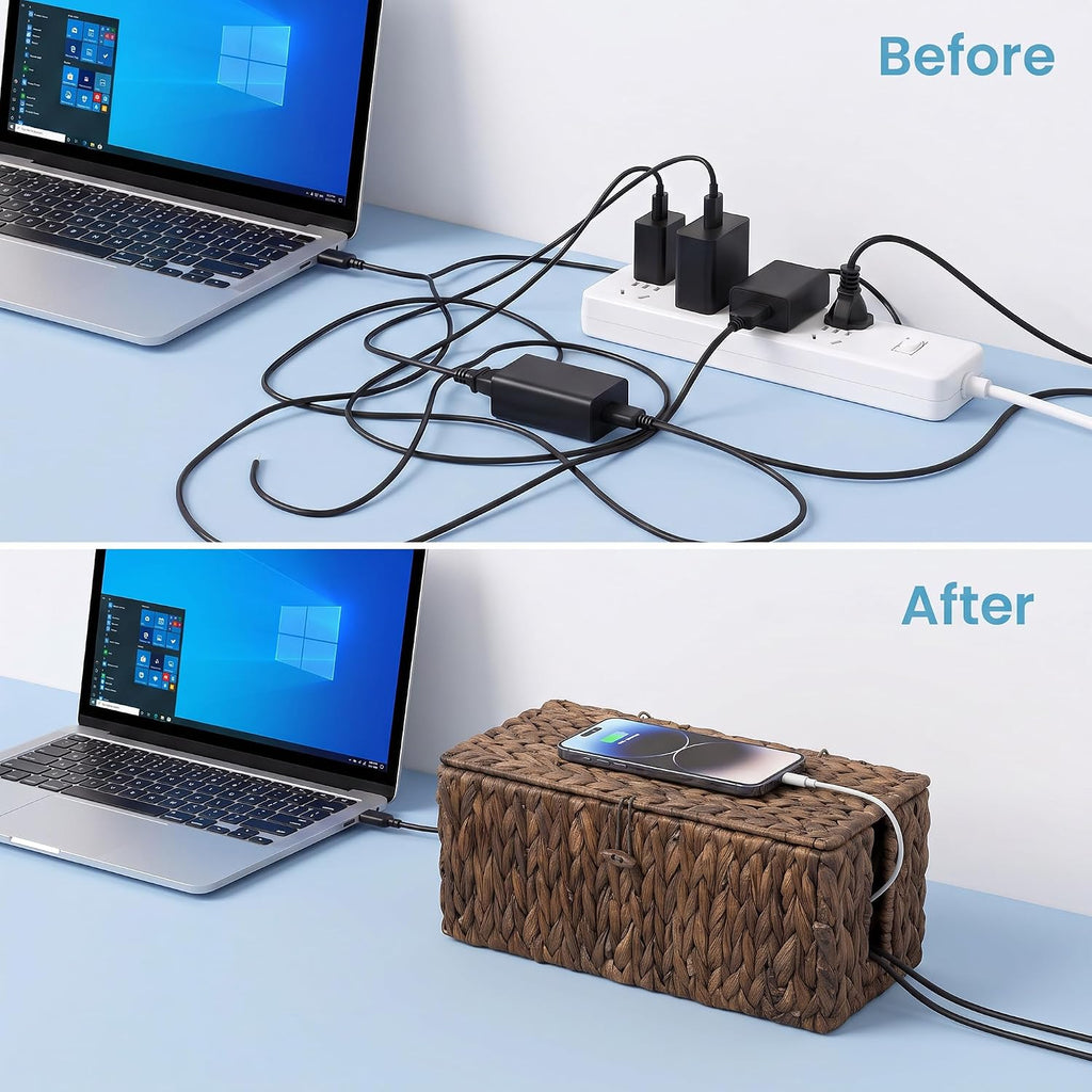 efluky 2 Pack Water Hyacinth Cable Management Box