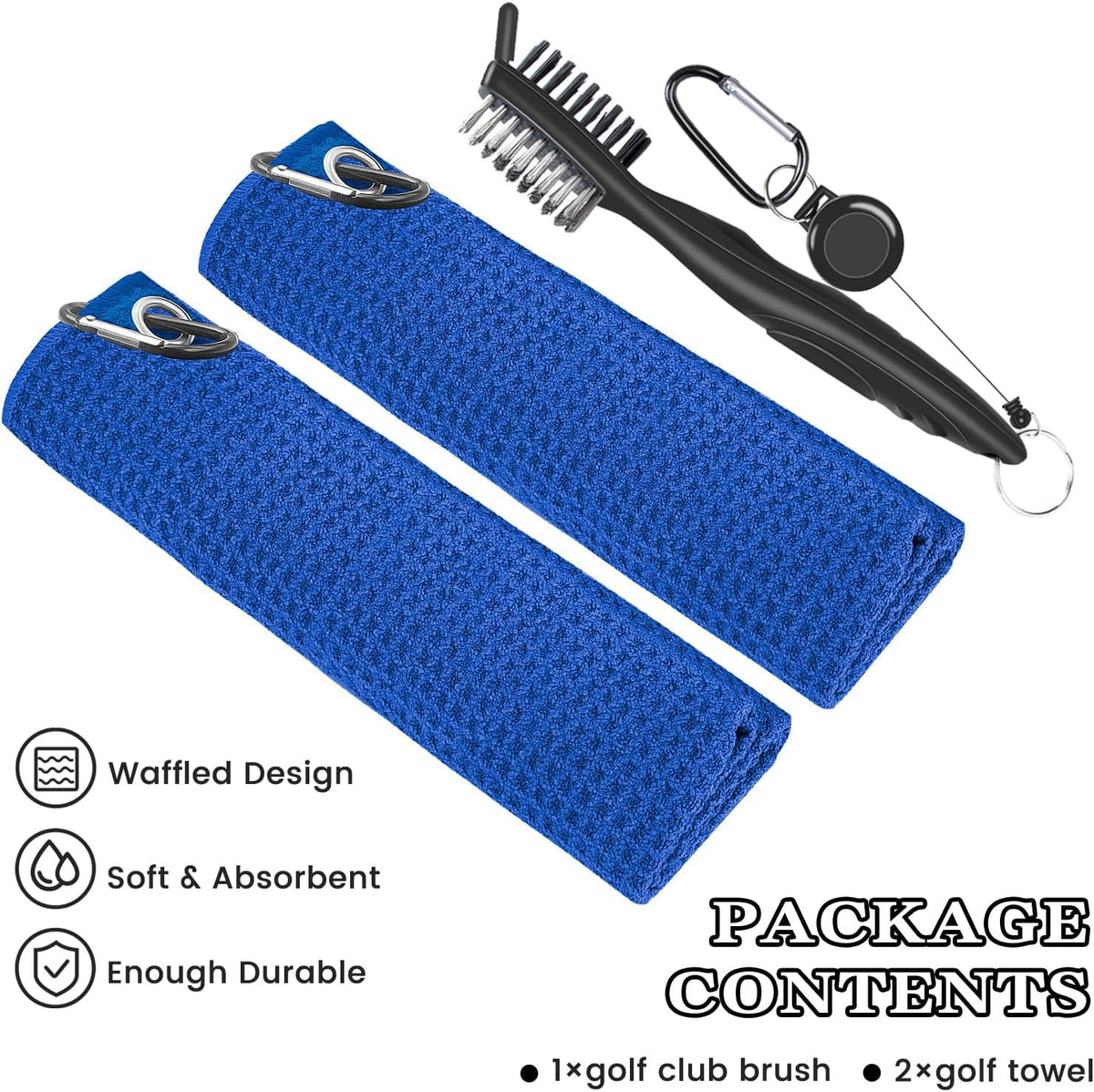 Seticek 2 Pack Golf Towel (16" X 16") with Golf Brush,Super Absorbent Towel