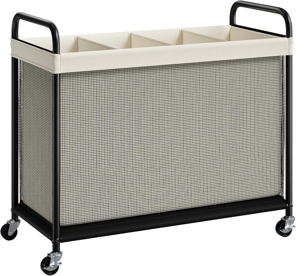 ELYKEN Laundry Hamper 4 Section, 140L Rolling Laundry Sorter with Wheels