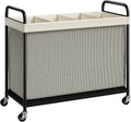 ELYKEN Laundry Hamper 4 Section, 140L Rolling Laundry Sorter with Wheels