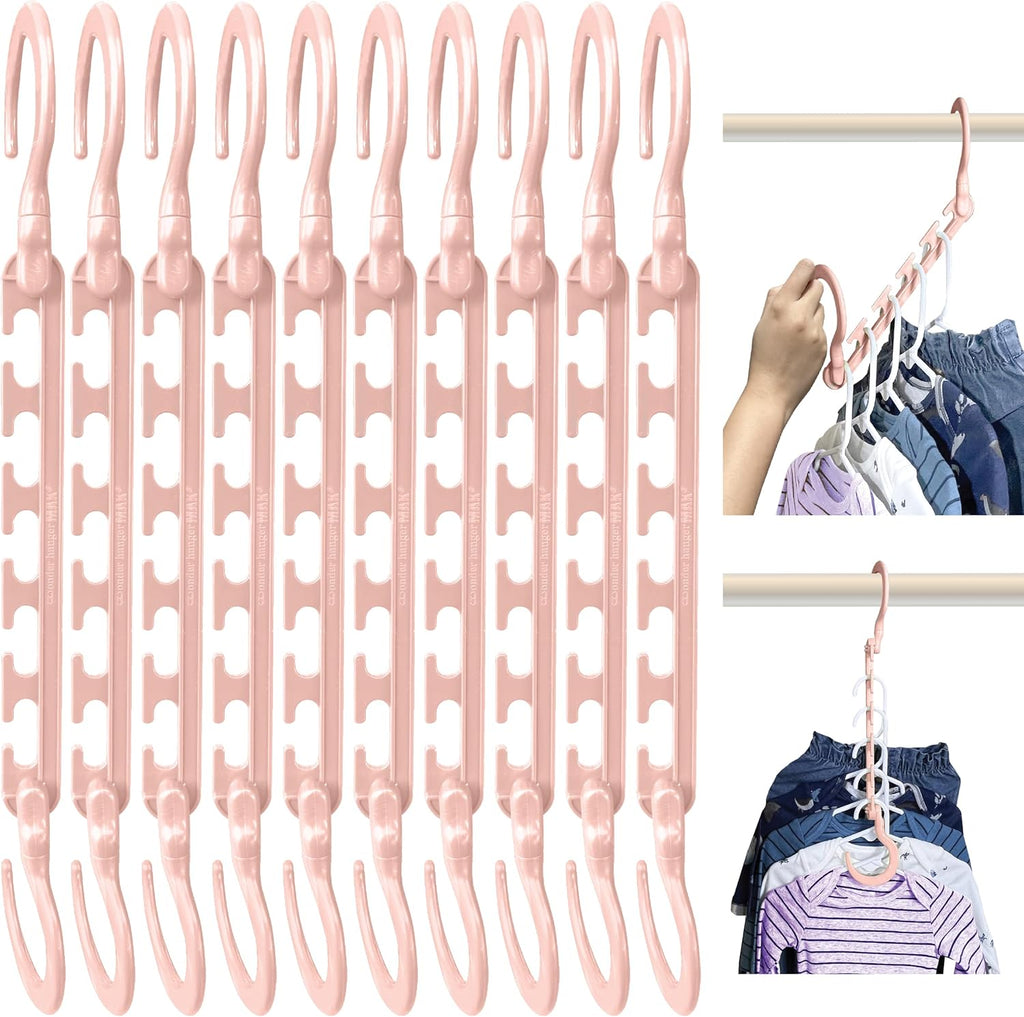 Wonder Hanger Max Space Saving Hangers, 10-Pack, 360° Hooks, Pastel Pink