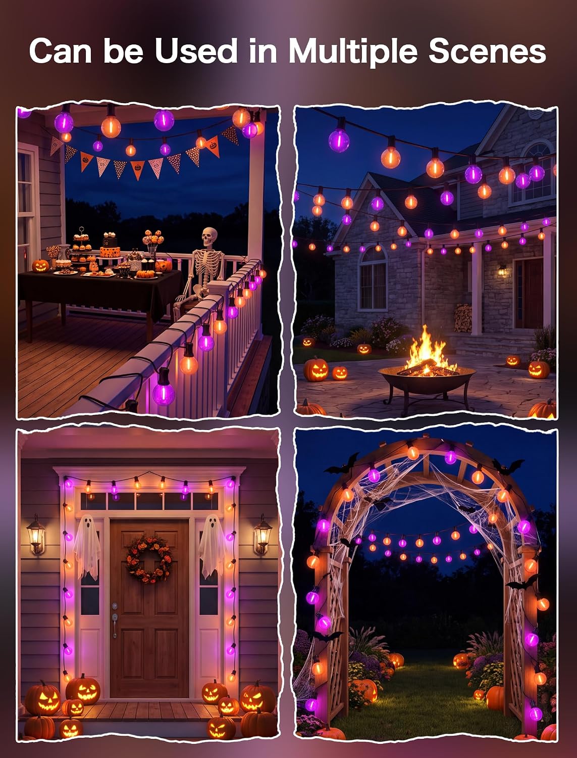 50FT G40 LED Outdoor Purple and Orange Halloween String Lights