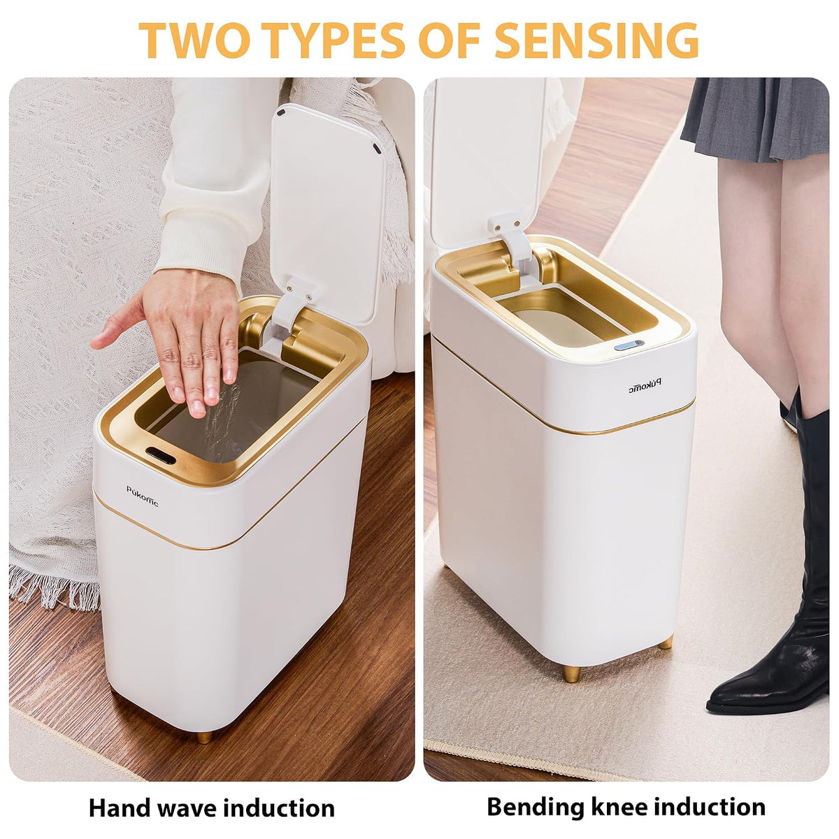 Pukomc Automatic Small Sensor Trash Can with Touchless Lid