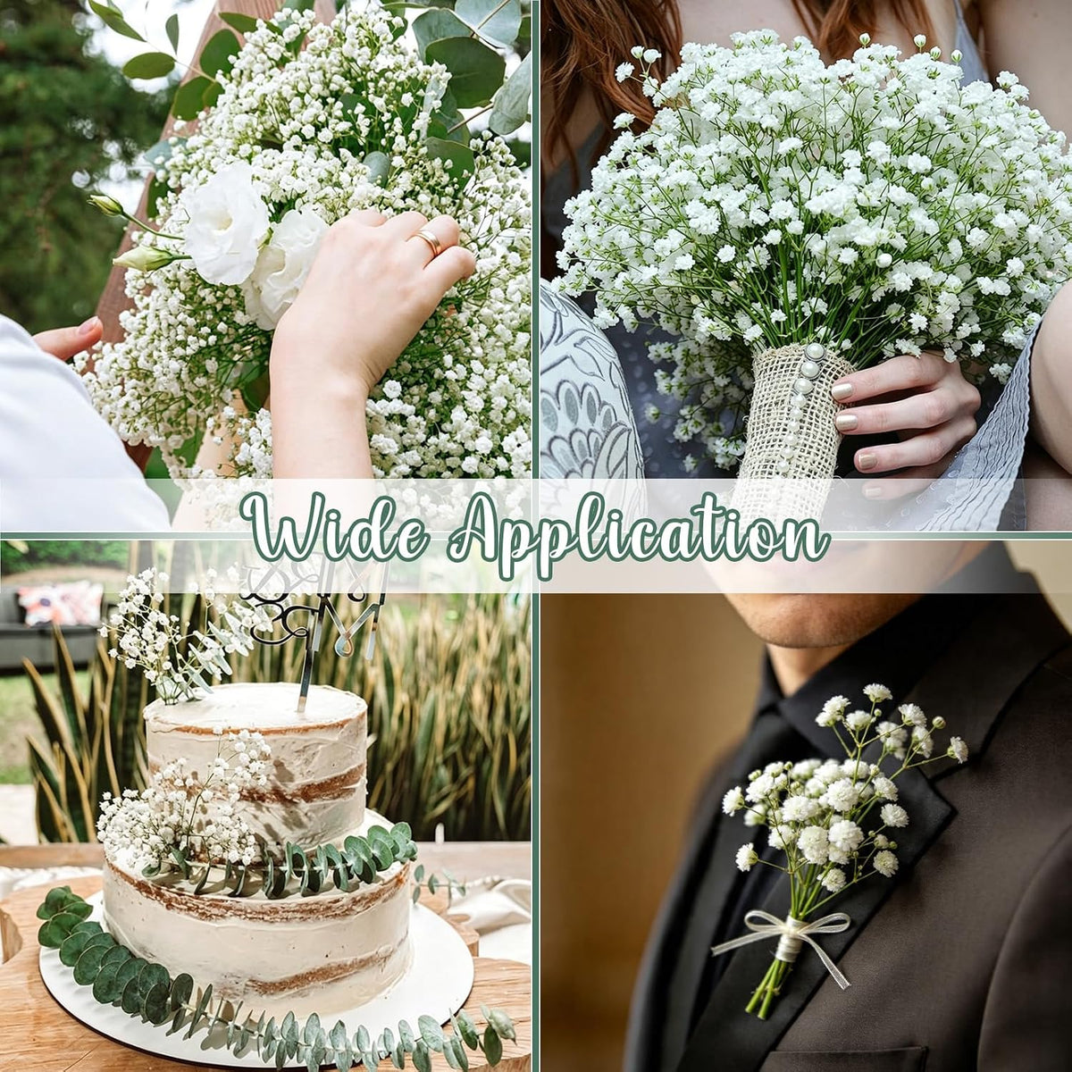 Elyum Babys Breath Artificial Flowers, 25 Pcs Baby Breath Flowers Fake Bulk