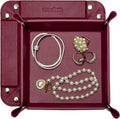 UnionBasic Small Jewelry Tray for Rings Watches Earrings, Entryway Catchall Caddy for Coins Keys Change, Nightstand Bedside Valet Holder, Trays for Electronic Gadgets, Lychee Burgundy