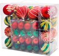 48PCS Christmas Balls Ornaments Set, 3.15 Inch Plastic Green and Red Christmas Baubles Hanging Balls for Xmas Tree Decorations