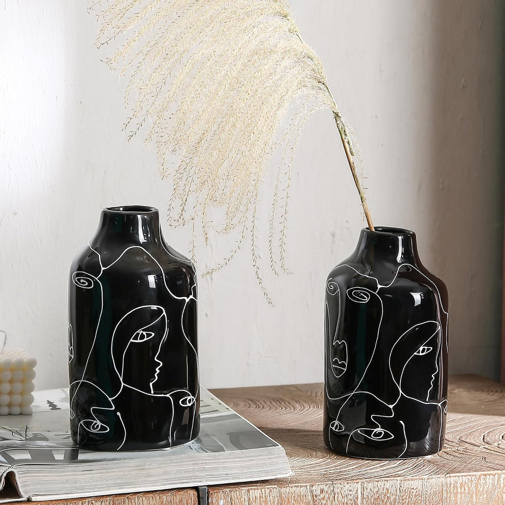 Kimdio Ceramic Vase Set, Black, 2pcs
