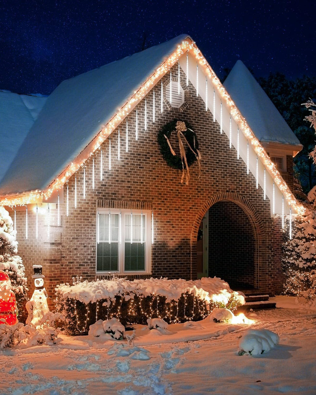 Christmas Lights Outdoor 10 Tubes White Meteor Shower Icicle Lights 240 LED