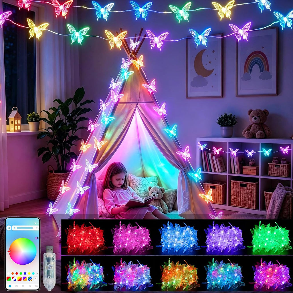 Smart Color Changing Butterfly String Lights APP Control for Bedroom Dorm