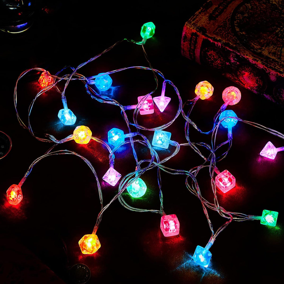 Wettarn 10 ft Polyhedral Dice String Lights, LED Dice Lights