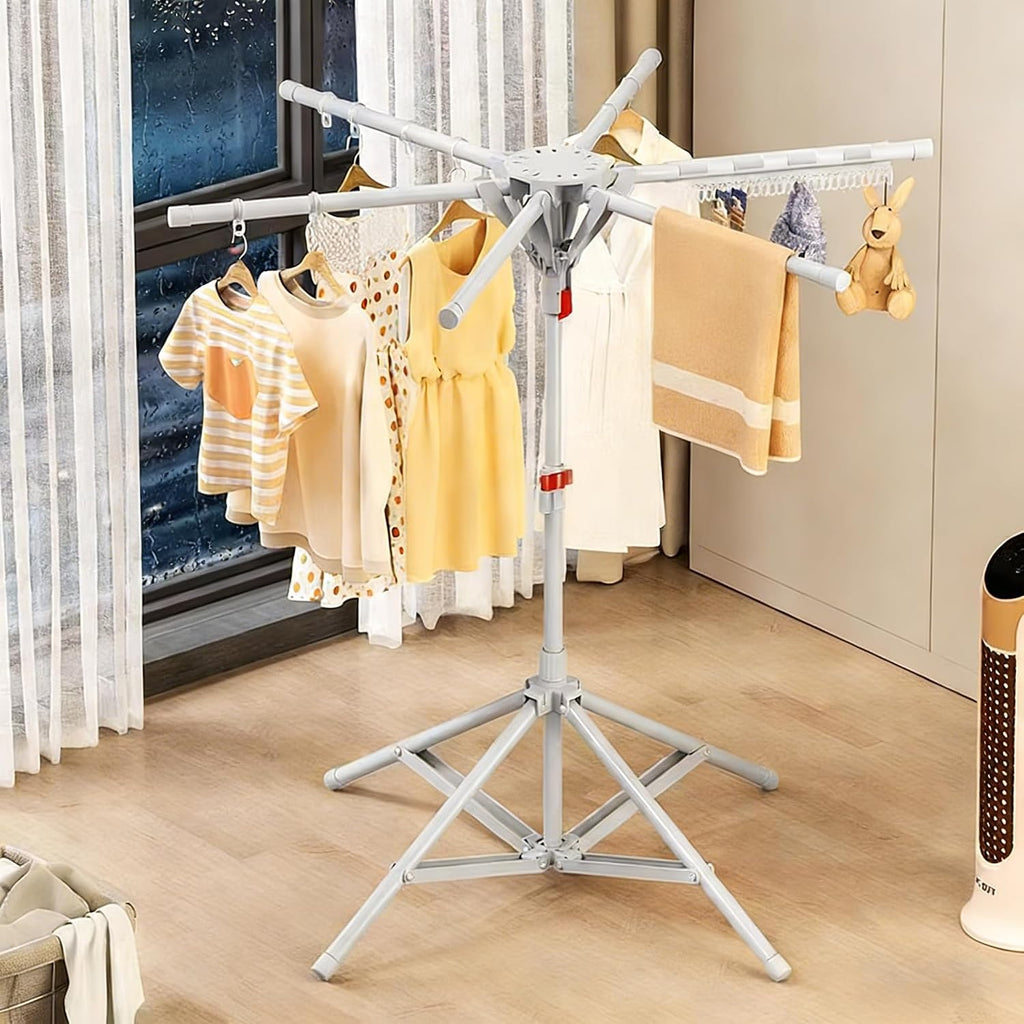 Clothes Drying Rack Outdoor Tower Rack Portable Foldable Collapsible Hanging Dry Rack, Grey