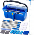 Window Cleaning Kit with Bucket, 76" Extension Pole, Squeegee & Scrubber