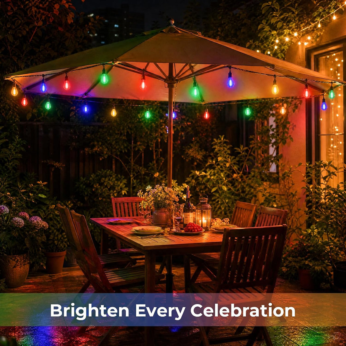 GvvooHome S14 Colored LED Outdoor String Bulbs for Christmas, 36-Pack