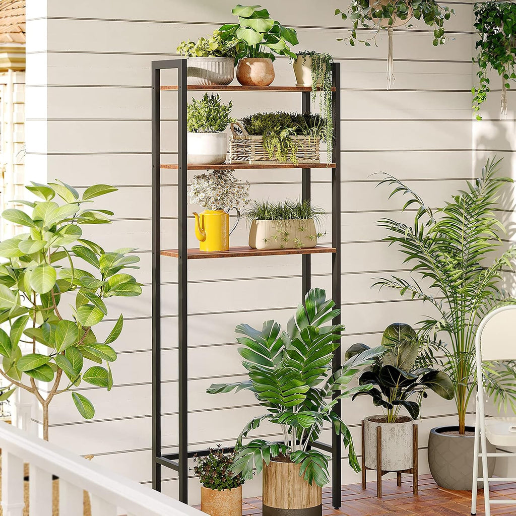 HOOBRO Over The Toilet Storage, 3-Tier Bathroom Organizer Shelf Over Toilet, Freestanding Bathroom Storage Shelves, Space Saver, Easy to Assemble for Room, Rustic Brown and Black BF41TS01