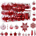 SHareconn 100PCS Christmas Tree Ornaments Clear Set, Red