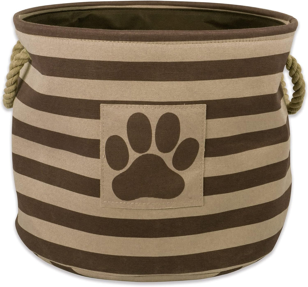 Bone Dry Dog Toy Basket, Round Brown Large, Collapsible