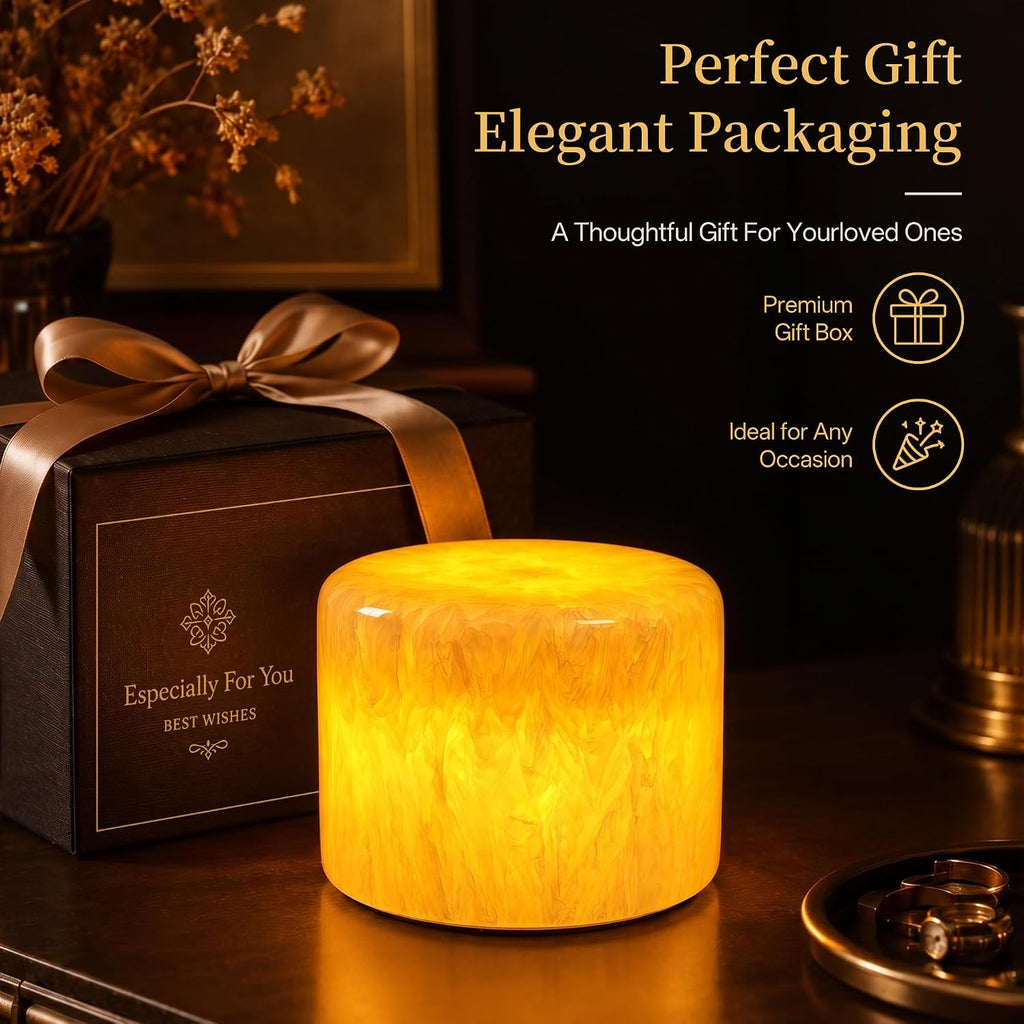 AOPO Natural Marble Cordless Touch Rechargeable Table Lamp Night Light