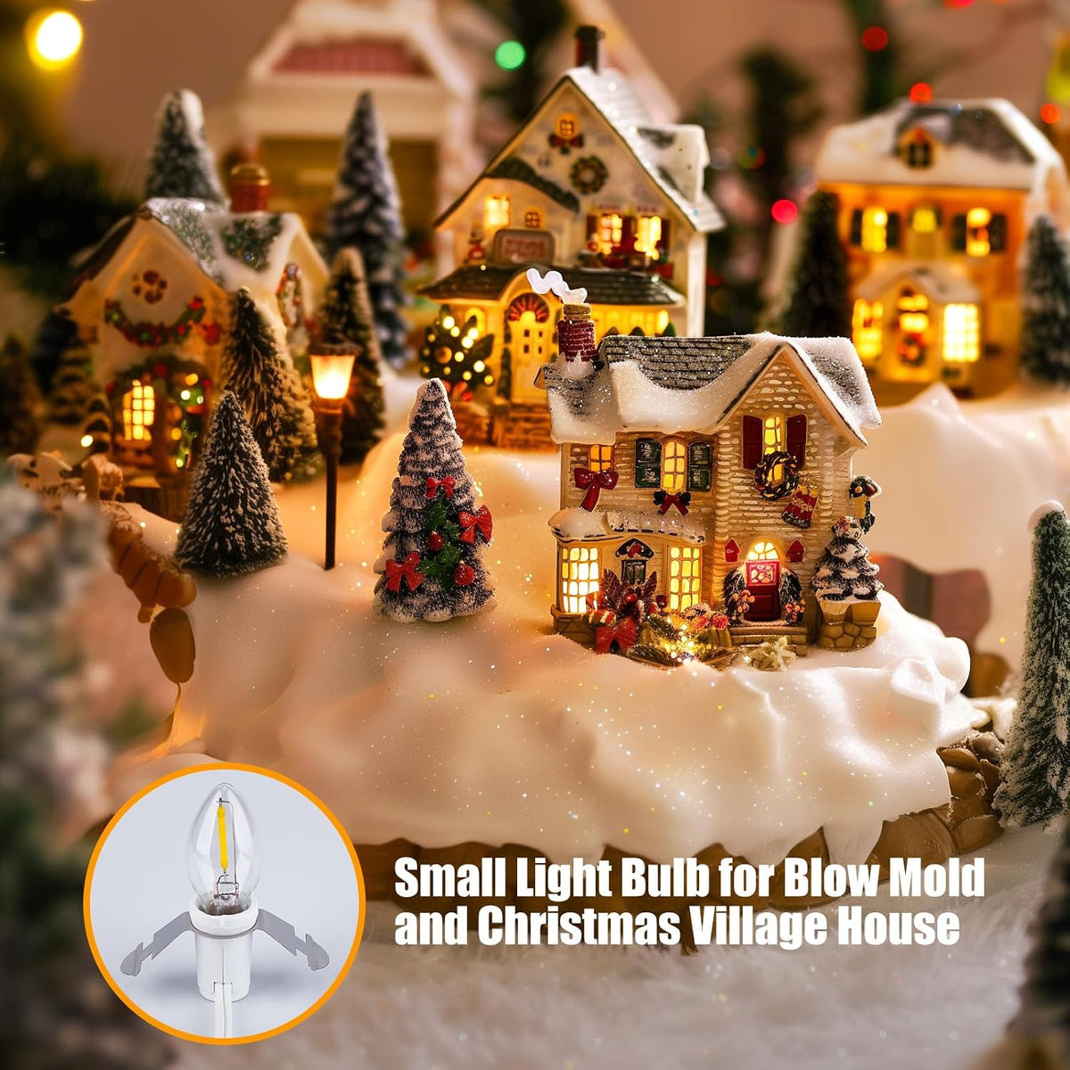 Accessory Cord with One LED Light Bulb - 6ft UL-Listed Cord with On/Off Switch, C7 LED Bulb for Christmas Village House Halloween Pumpkin Blow Mold, Ceramic Tree, Salt Lamp, Craft Project, 4 Pack