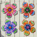 Giyyomtr Metal Flowers Wall Decor - 4pcs Metal Wall Art Hanging Decorations for Outdoor Fence Garden Yard Patio Decor