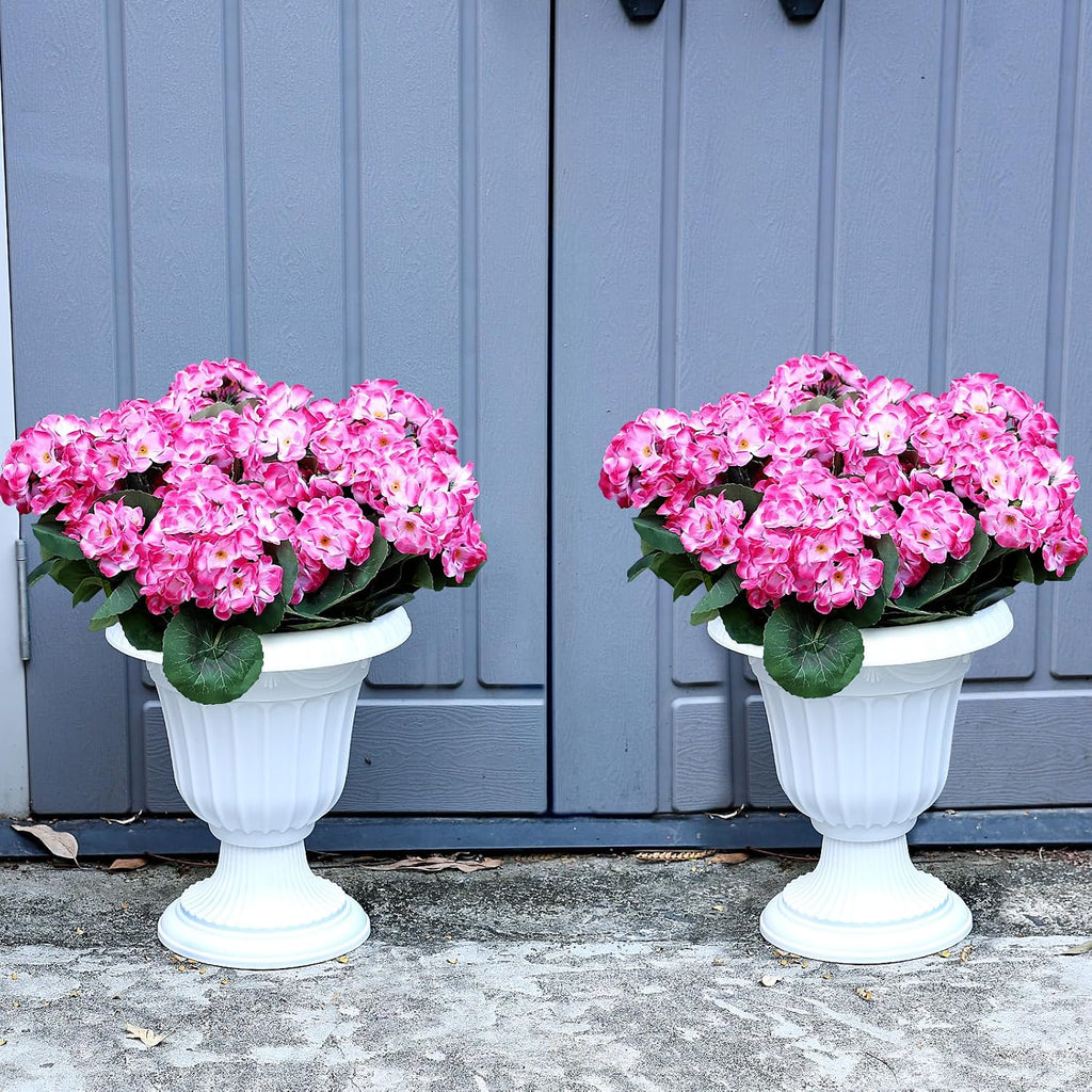 2 Pcs Pre-Potted Artificial Flowers for Outdoor - Pink
