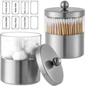 Gaussra Apothecary Jars, Qtip Holder, Bathroom Jar with Stickers - 2 Pack