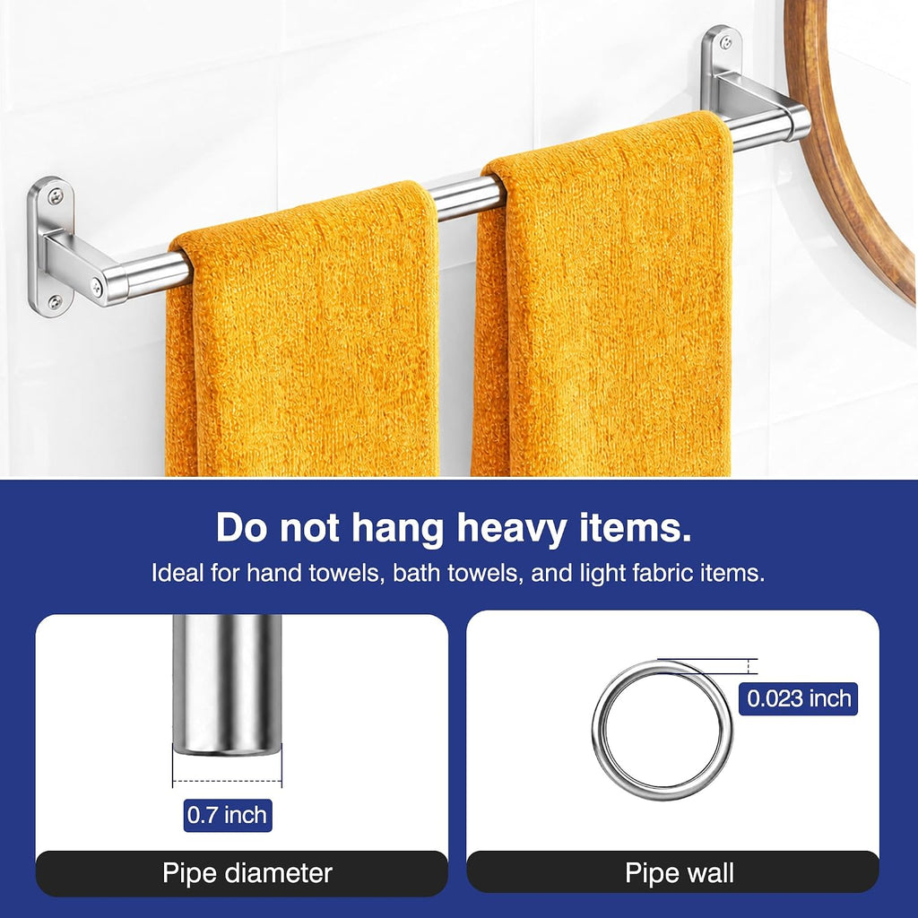 Powools Brushed Nickel 24" Towel Rack, Rustproof Wall Mounted Towel Bar