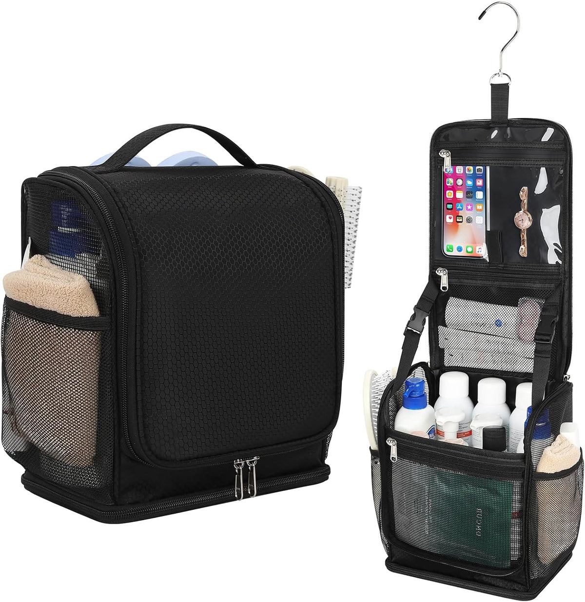 Mesh Shower Caddy Portable, Toiletry Bags for Travel, Black