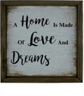 CVHOMEDECO. Vintage Distressed A Home is Made of Love and Dreams Shadow Box Frame Wall Mounted Hanging Decor Art, 9-3/4 x 9-3/4 Inch