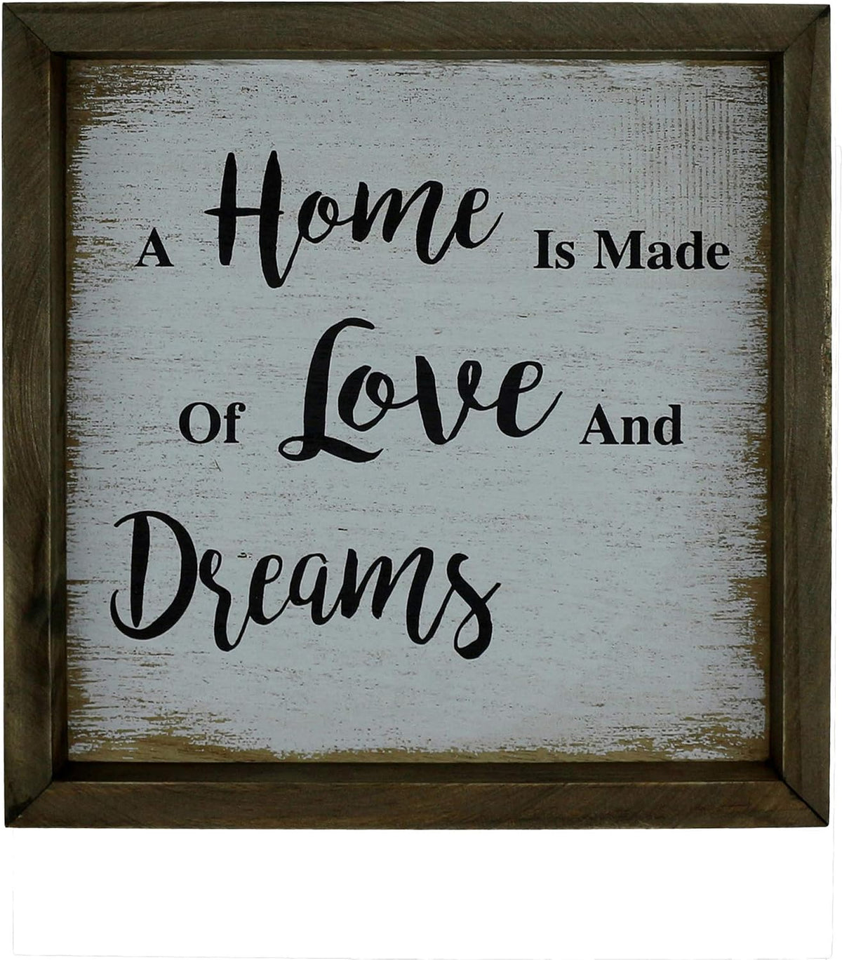 CVHOMEDECO. Vintage Distressed A Home is Made of Love and Dreams Shadow Box Frame Wall Mounted Hanging Decor Art, 9-3/4 x 9-3/4 Inch