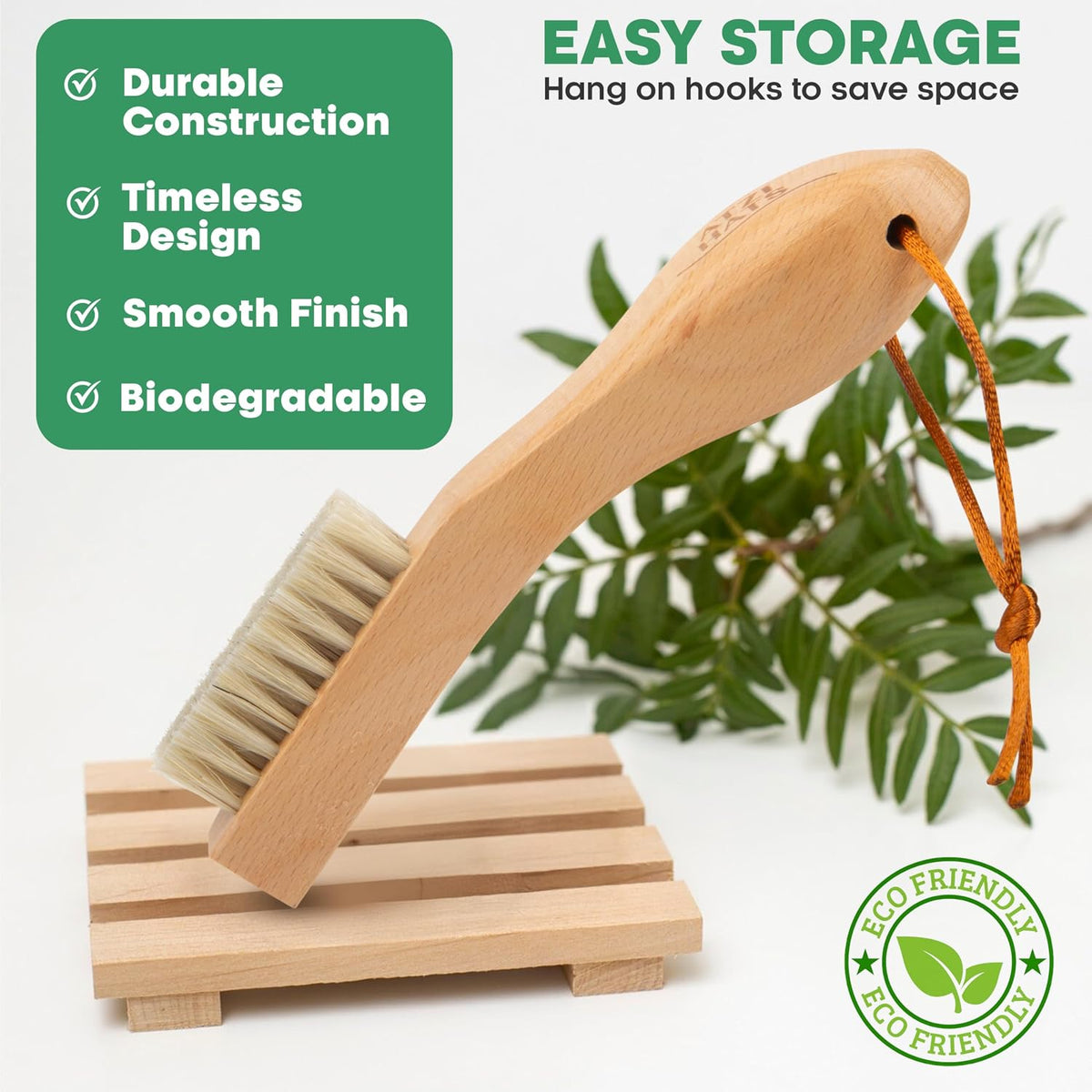 Laundry Stain Brush with Soft Boar Bristles for Delicate Fabrics