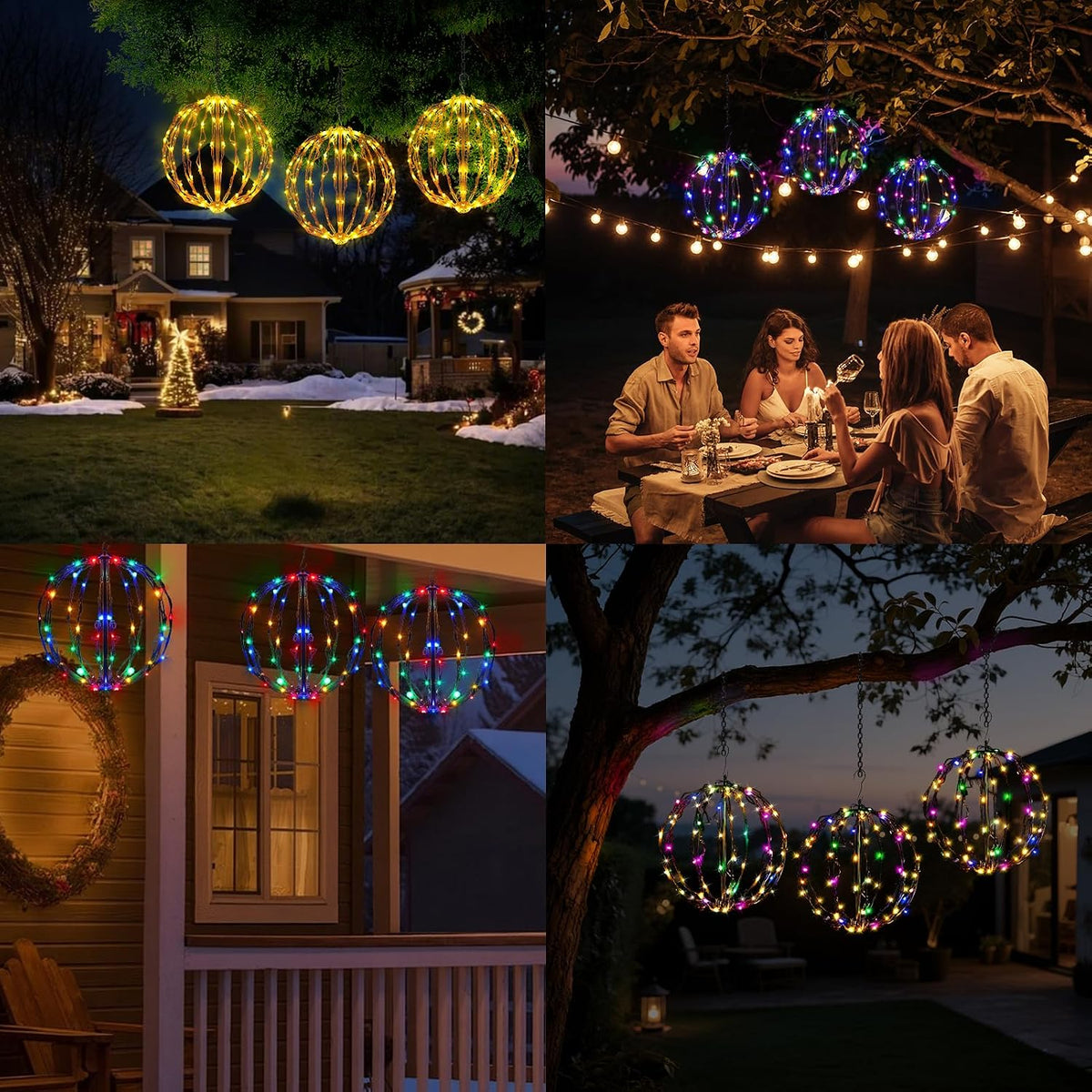 12" Christmas Light Balls, 3 Pack Color-Changeable Sphere Holiday Decor