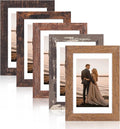 Fixwal 4x6 Picture Frames Set of 5 with Tempered Glass, Vintage Distressed