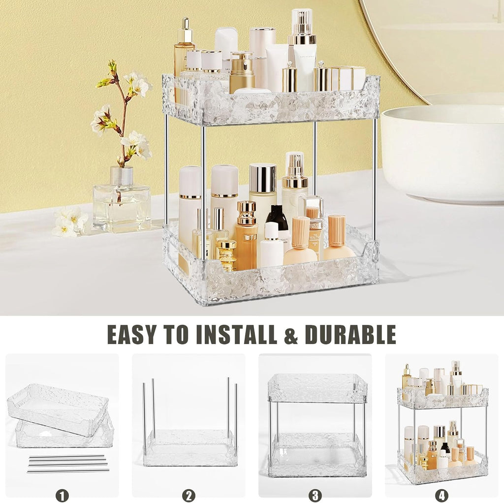 2-Tier Bathroom Counter Organizer Countertop Storage-Clear