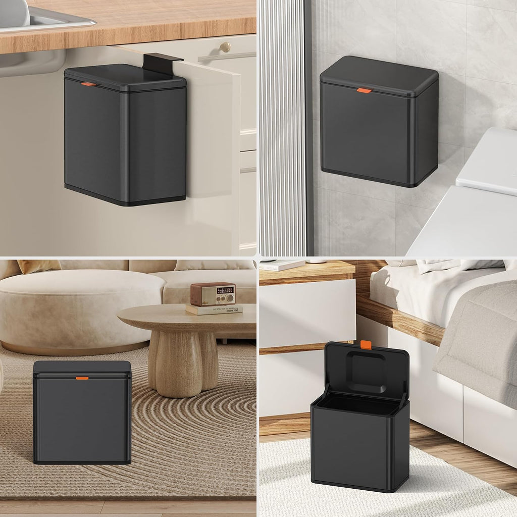 Mbillion 1.05 Gal Brushed Black Hanging Stainless Steel Compost Bin