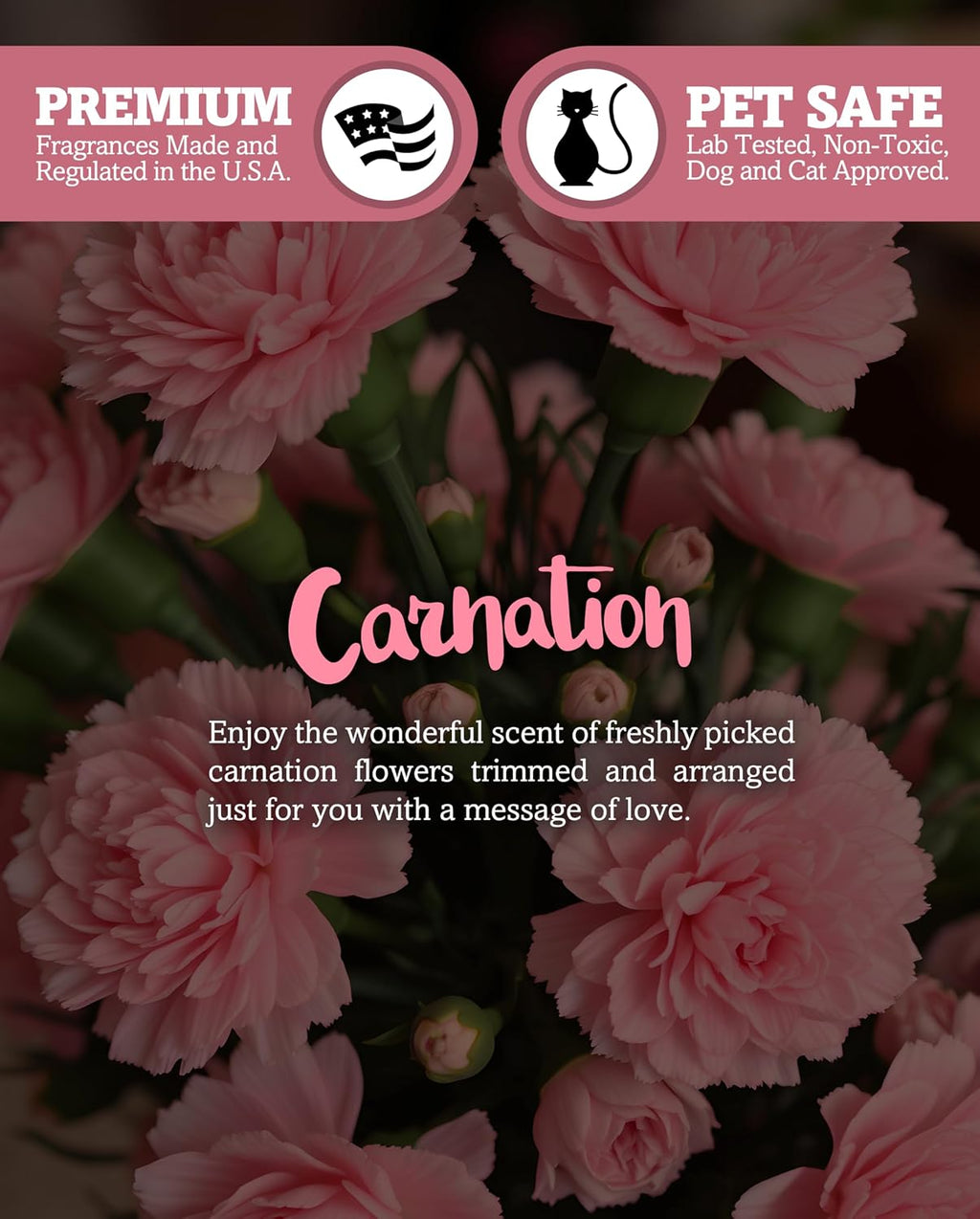 Shortie's Candle Company Pure Carnation Premium Wax Melts 4 Pack - 12 Oz., Strong & Long Lasting, Non-Toxic - Made with Essential & Natural Oils - Formula 117