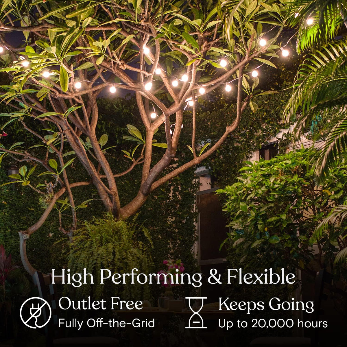 Brightech Ambience Pro Solar Powered LED Outdoor String Lights - 27 Ft Commercial Waterproof Patio Lights with Round Globe Bulbs - Durable String Lights for Outside, Backyard, Porch - 1W, Soft White