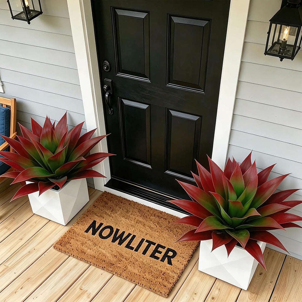 2 Pack Artificial Fall Agave Plants 28 Inch Large Size Faux Succulent Stems Outdoor Decorating Realistic UV Resistant Tropical Plant Plantas Artificiales Decorativas Grandes - 29 Leaves, Red