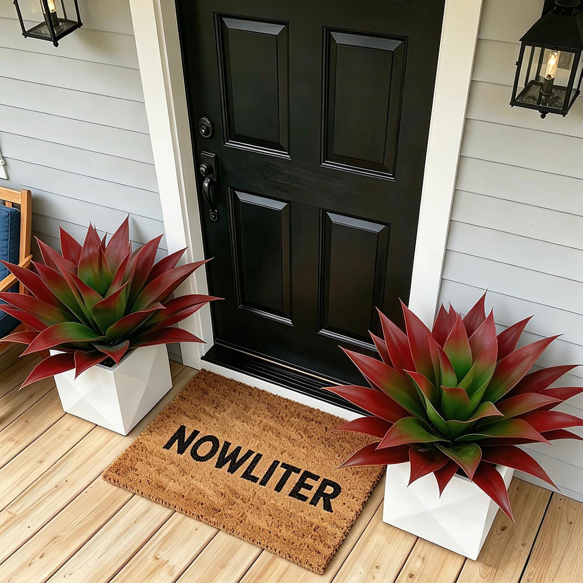 2 Pack Artificial Fall Agave Plants 28 Inch Large Size Faux Succulent Stems Outdoor Decorating Realistic UV Resistant Tropical Plant Plantas Artificiales Decorativas Grandes - 29 Leaves, Red