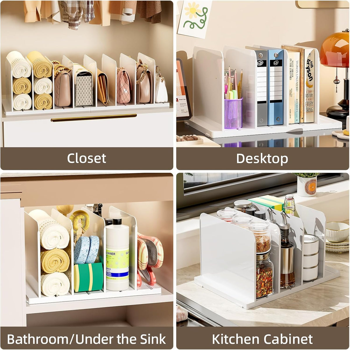 Stackable Purse Organizer for Closet Acrylic Shelf Divider, 2 Pack