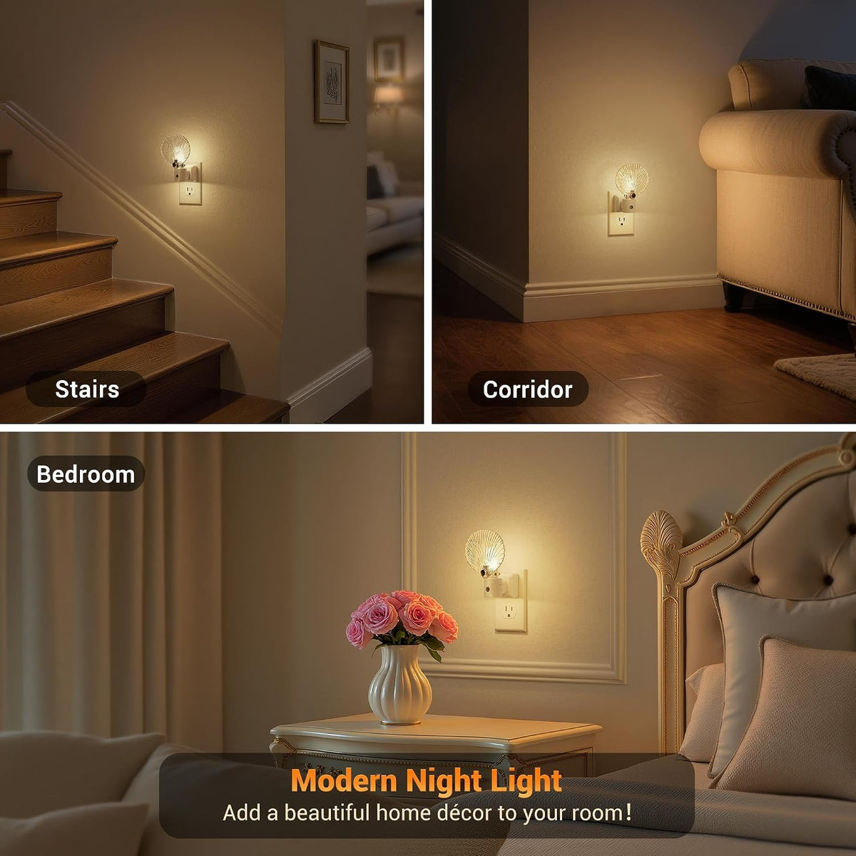 JandCase Night Light Night Lights Plug into Wall 2 Pack Dusk to Dawn Sensor