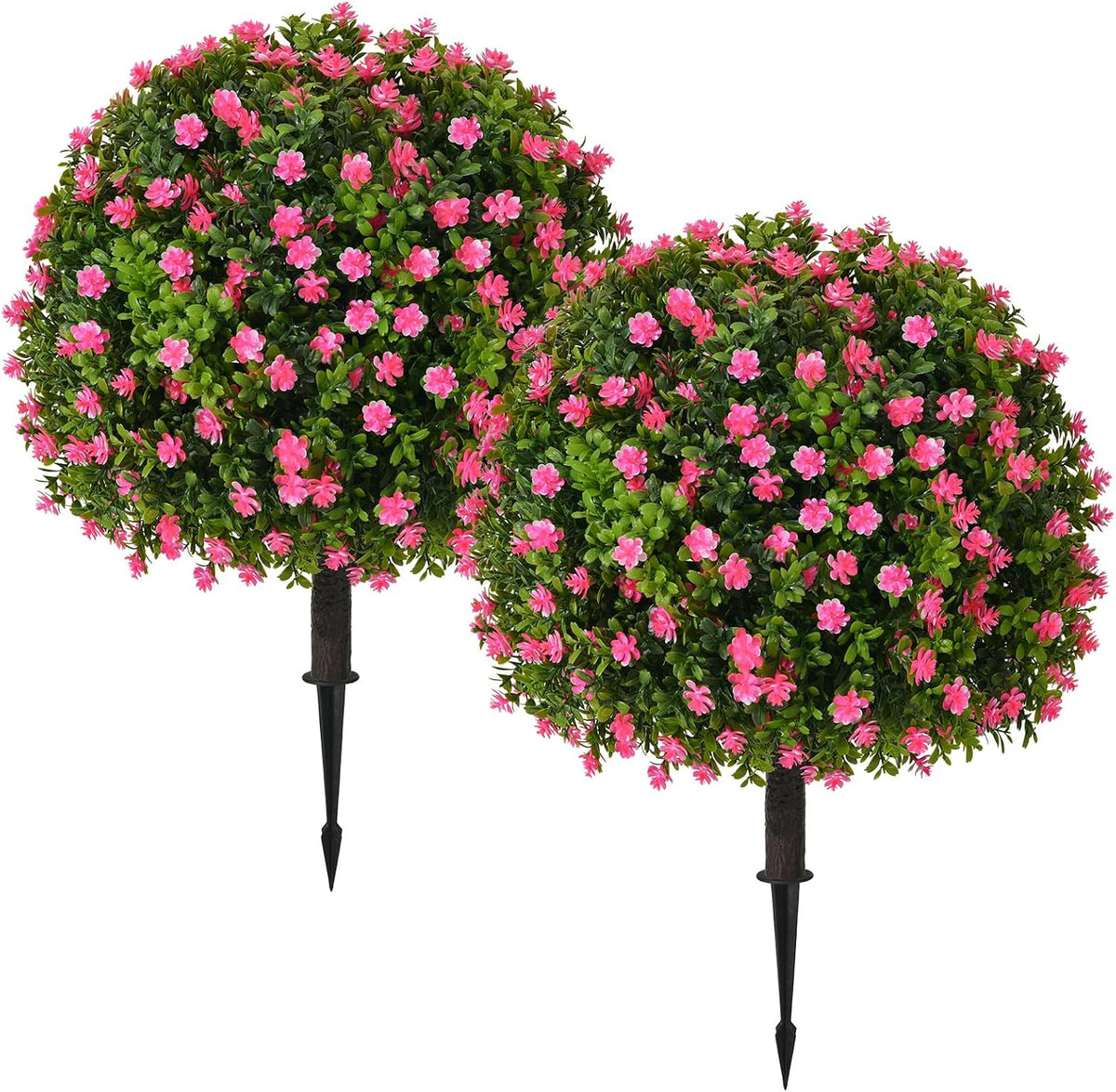 Artificial Topiary Ball Trees, Pink, 2 Pack, 25.6 Inch