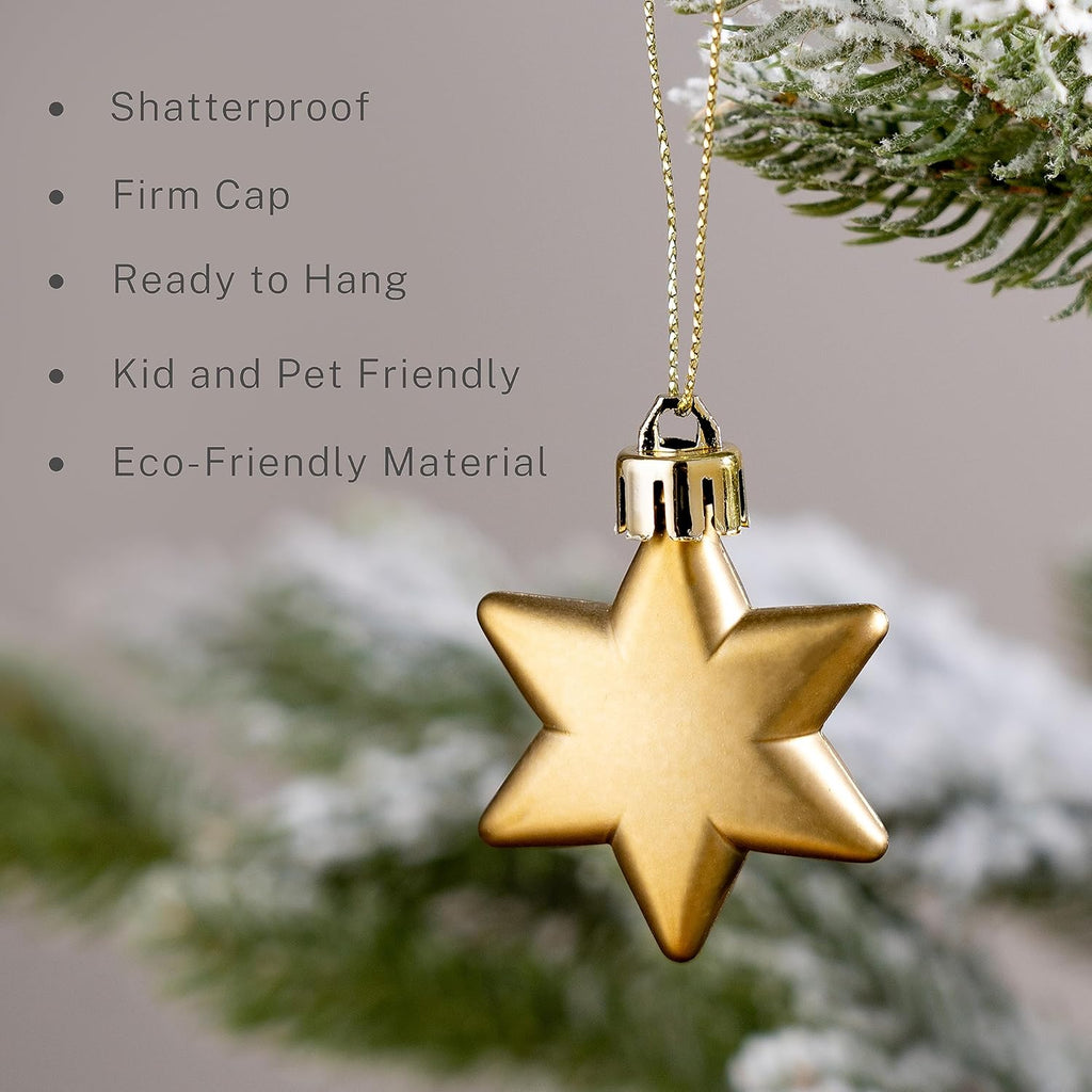 DecorbyHannah 45ct Mini Christmas Ornaments Set Tree Decorations Gold White