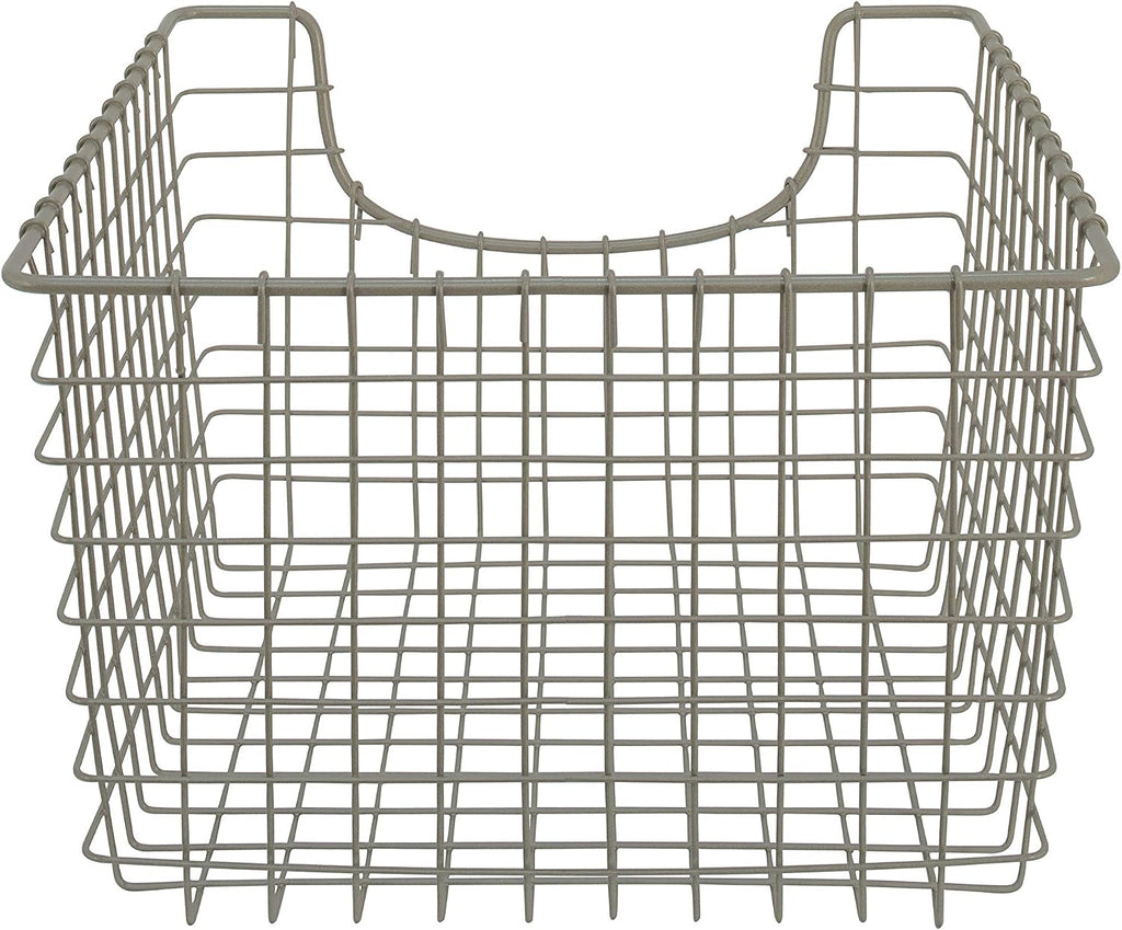 Spectrum Wire Scoop Basket Storage Bin Satin Nickel Nesting Metal Baskets Pack of 2 for Kitchen Pantry Closet Bathroom Garage Organization, Heavy Duty Wire Basket Organizer for Storage Decor