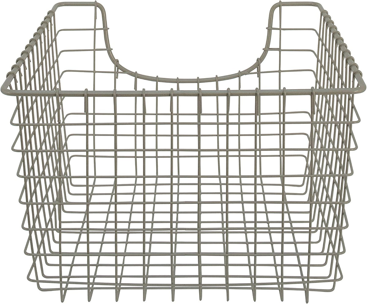 Spectrum Wire Scoop Basket Storage Bin Satin Nickel Nesting Metal Baskets Pack of 2 for Kitchen Pantry Closet Bathroom Garage Organization, Heavy Duty Wire Basket Organizer for Storage Decor