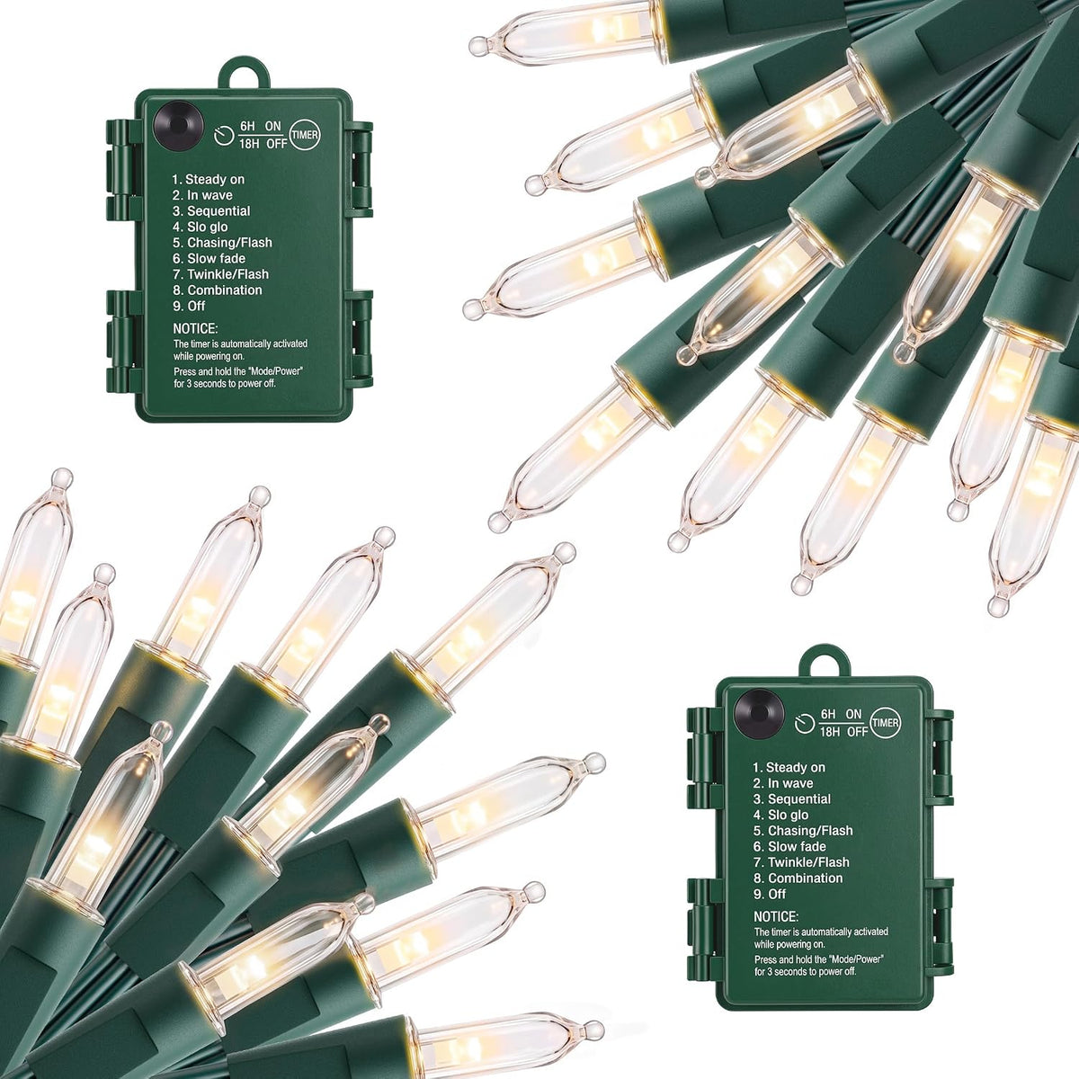 Brightown Battery Operated Christmas Lights, 2 Pack Total 100 LED 35.6Feet