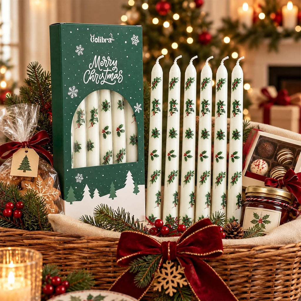 6 Pack Christmas Taper Candles, 10 Inch Unscented Candle Sticks