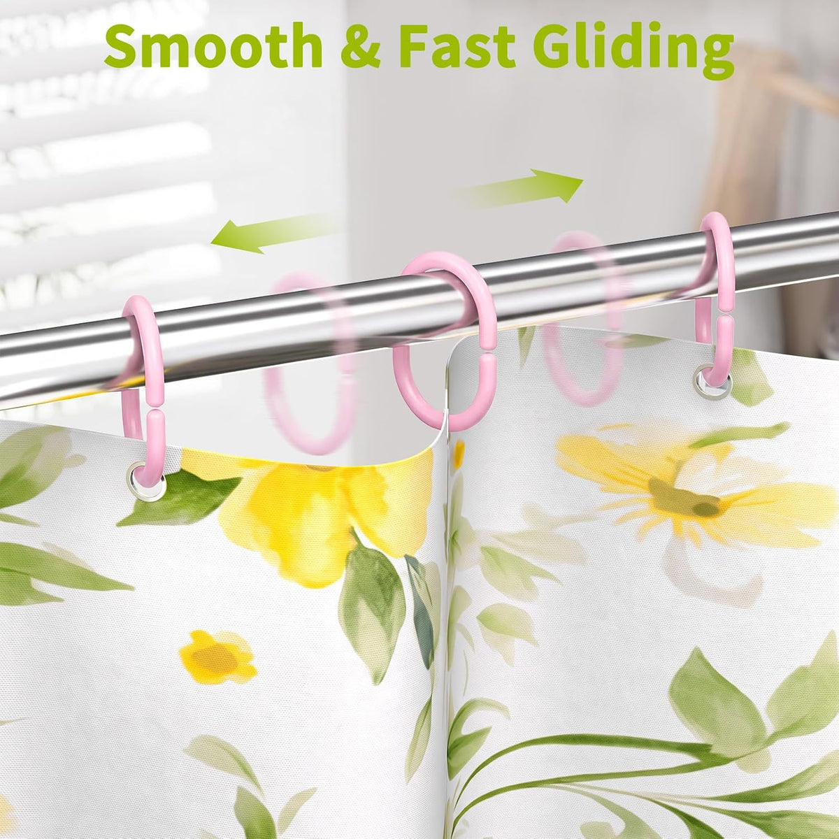 24 Pack Plastic Shower Curtain Hooks, Goowin C Shaped Pink Shower Curtain Rings Rust Proof, Anti-Drop Shower Curtain Hangers Shower Hooks for Shower Curtain, Bathroom Shower Rings for Curtain, Pink