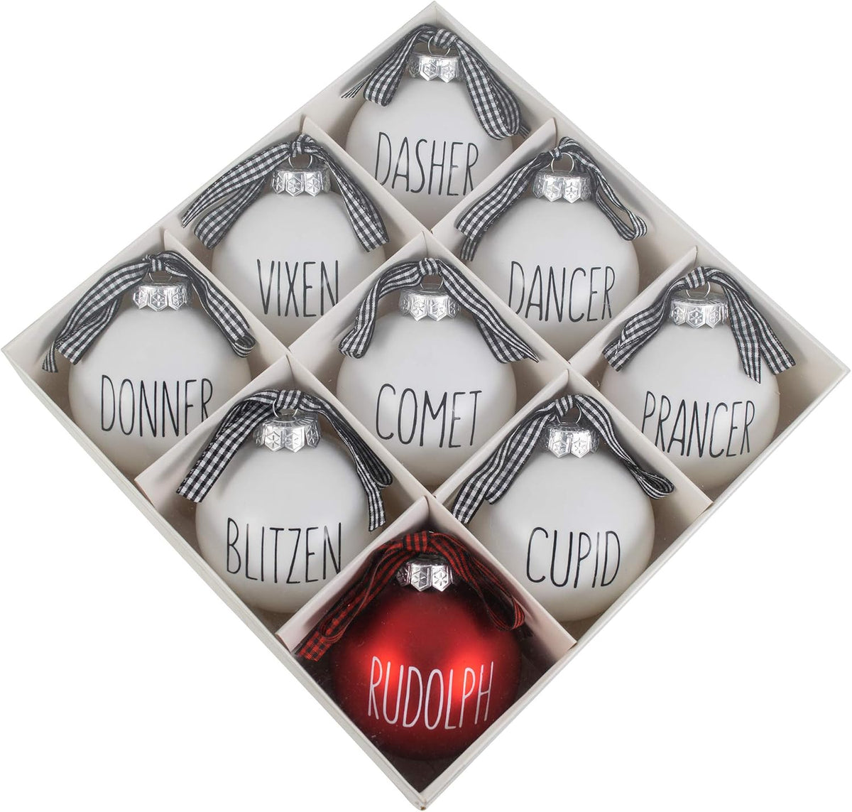 Buffalo Plaid Christmas Tree Ornaments - Set of 9 Shatterproof Bulbs