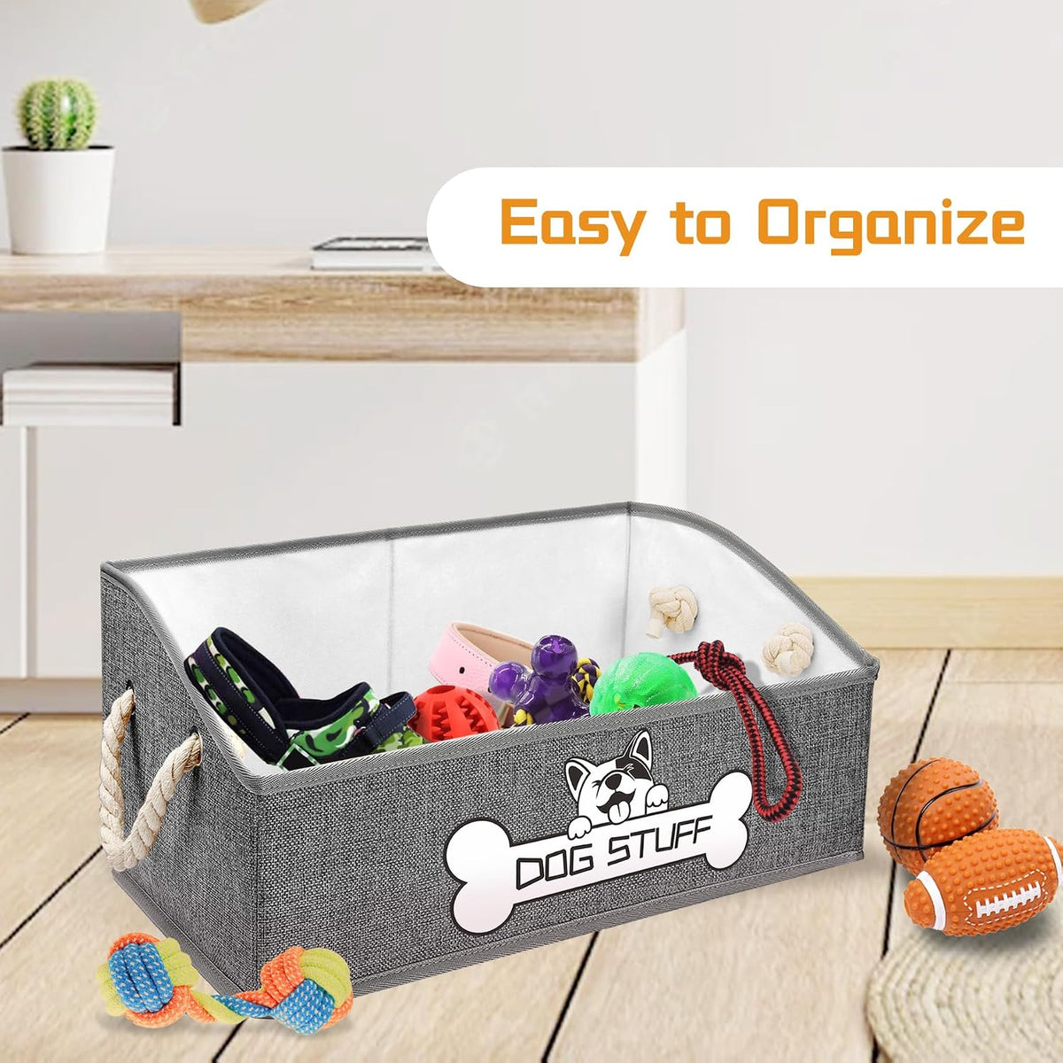Dog Toy Basket, Storage Bin, Collapsible Box for Pet Accessories